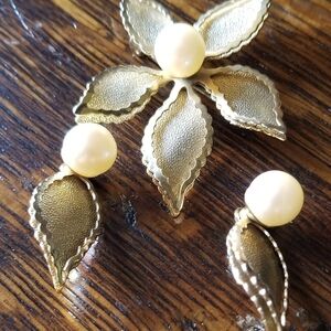 VINTAGE  clip on earrings and brooche